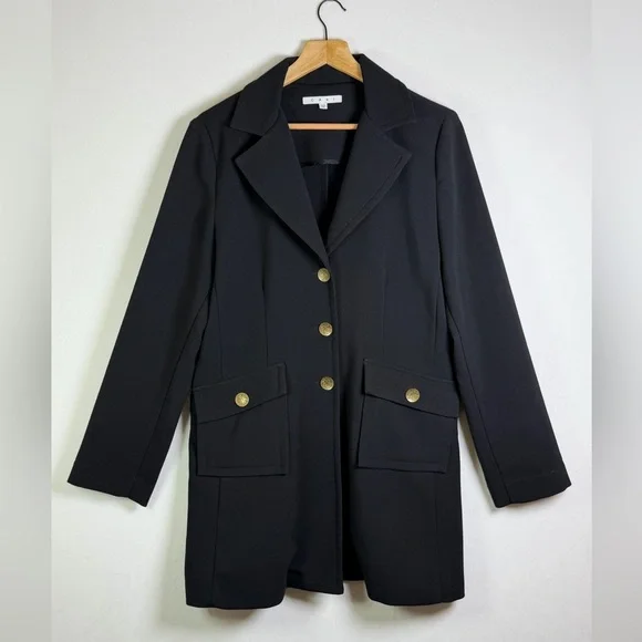 Early Cabi Women’s Made in USA Black Gold Button Blazer Quiet Luxury Y2K Sz 12 - Picture 2 of 11